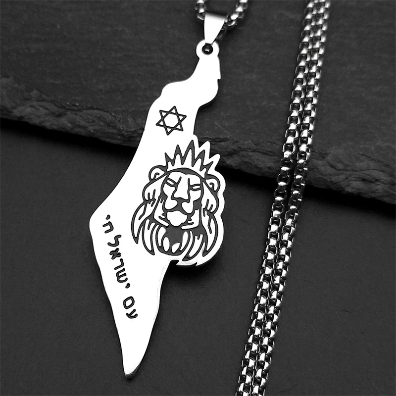 Women'S Fashion Guide - Collana con ciondolo mappa Israele Leone