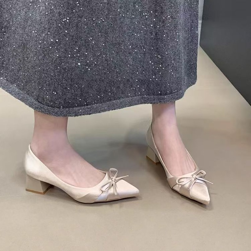 Women Fashion Heels - Scarpe singole retrò di media lunghezza
