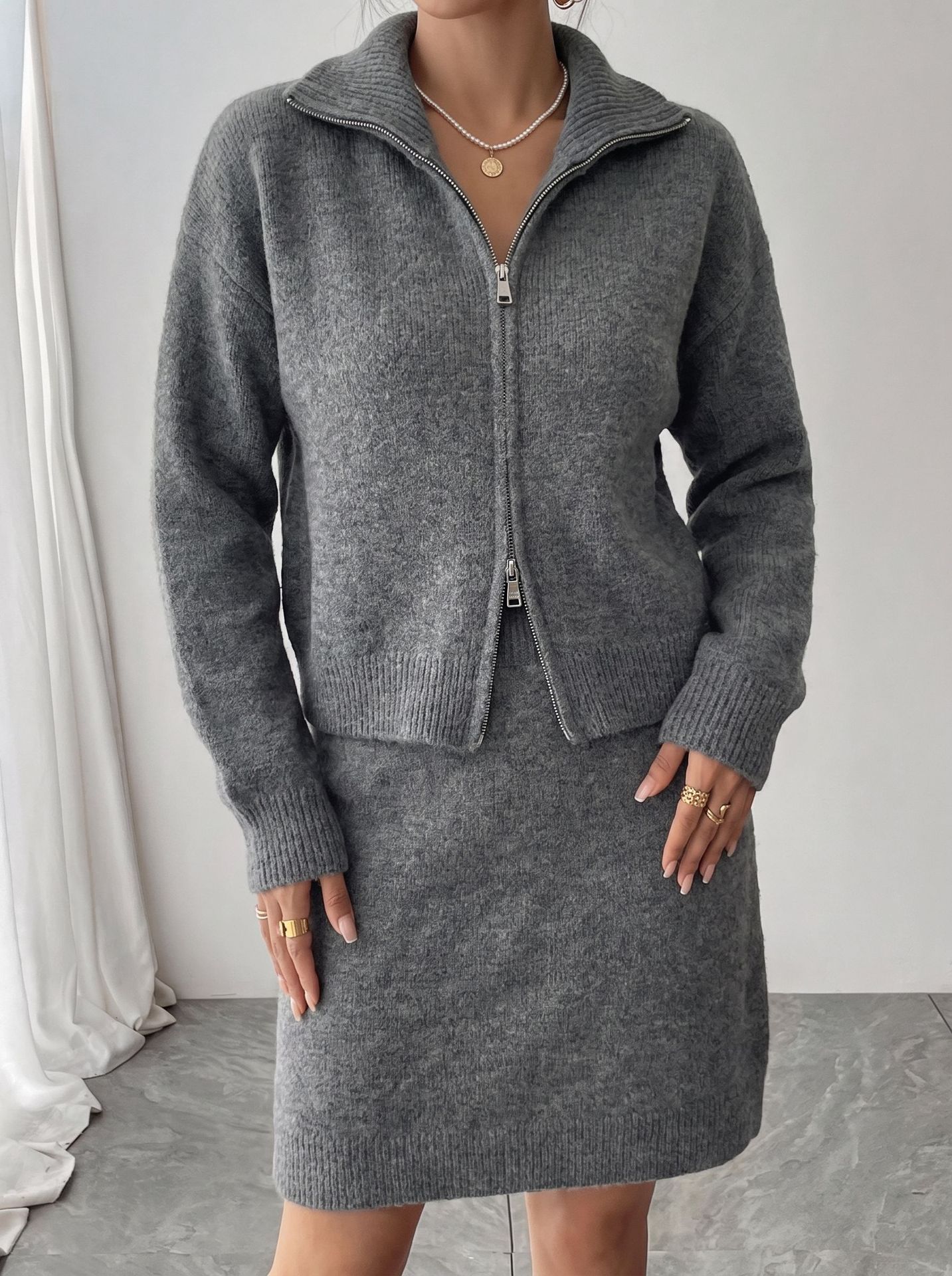 Women'S Fashion Quarter Zip - Elegante Tuta in Maglia con Zip