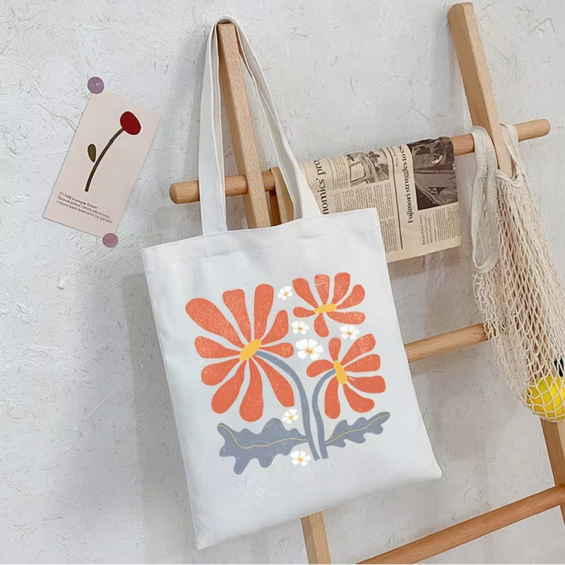 Canvas Tote Bag - Borsa da shopping floreale Boho da