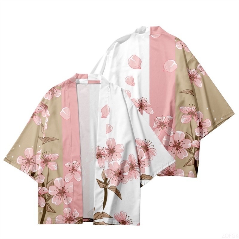 Women Fashion Drawing - Estate Donna Stampa floreale Kimono Uomo