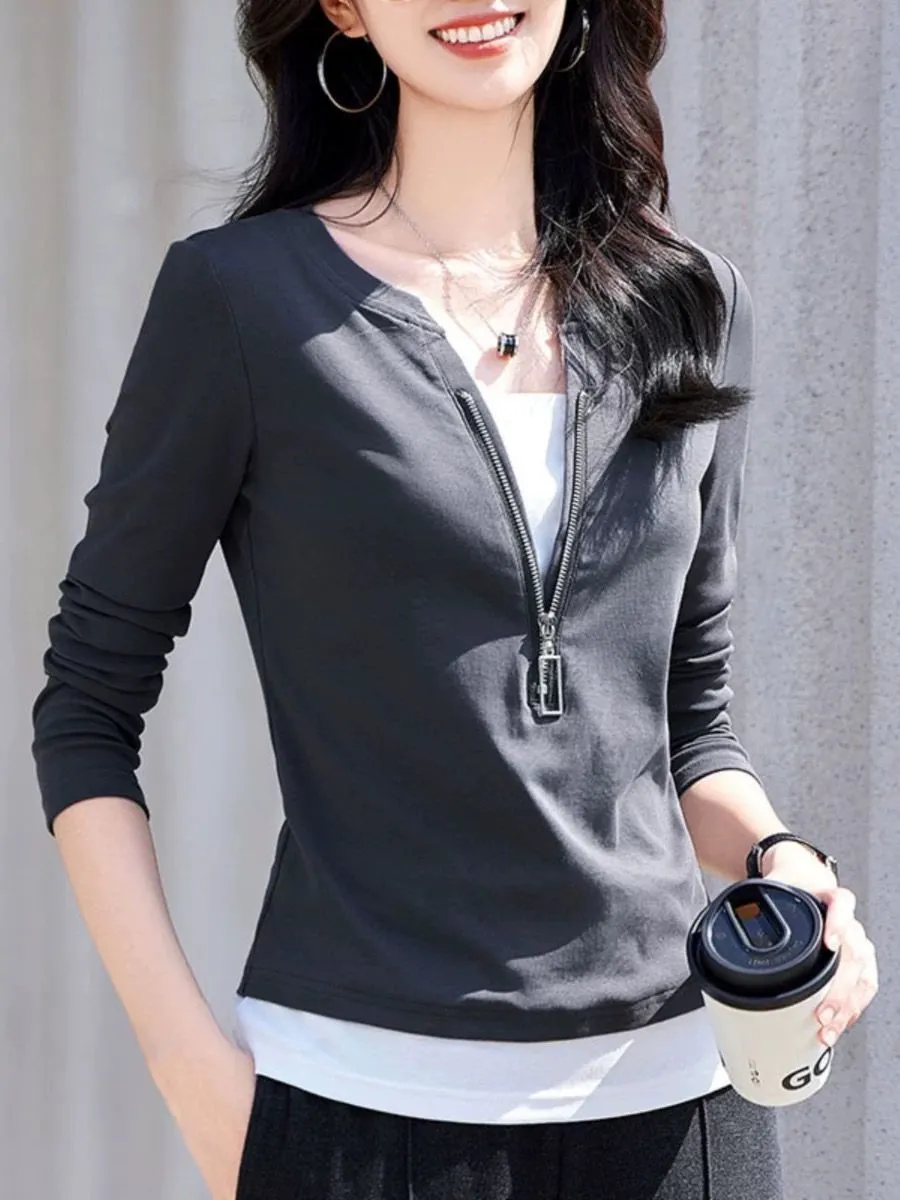 Camicetta in due pezzi finta a - Women'S Fashion Quarter Zip recensione e prezzo